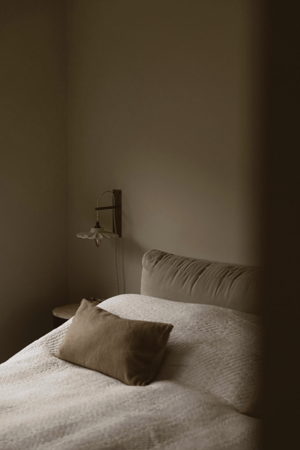 Bedroom detail in low evening light